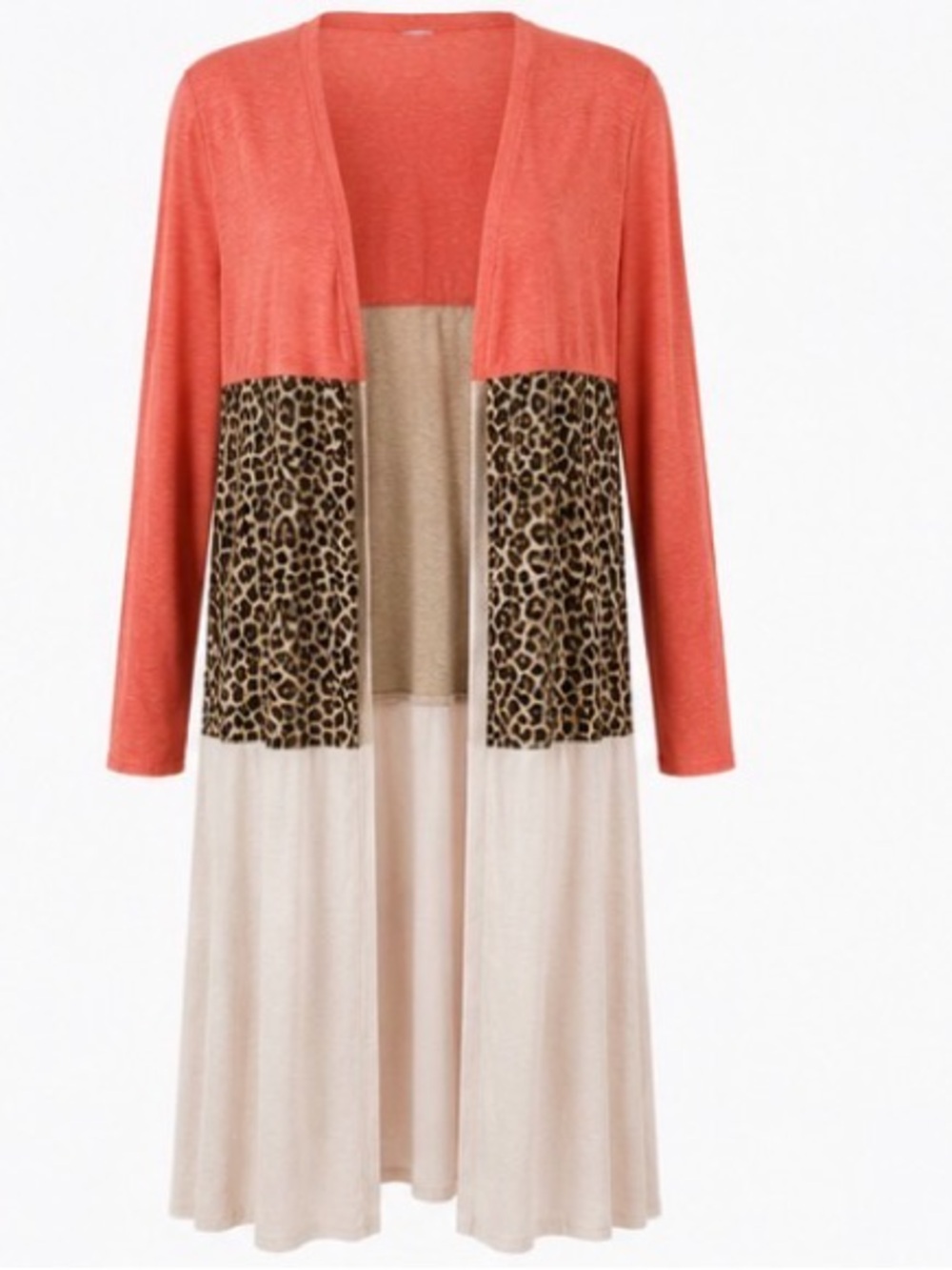NWT Umgee Coral Leopard Linen Blend Long Duster Cardigan Small